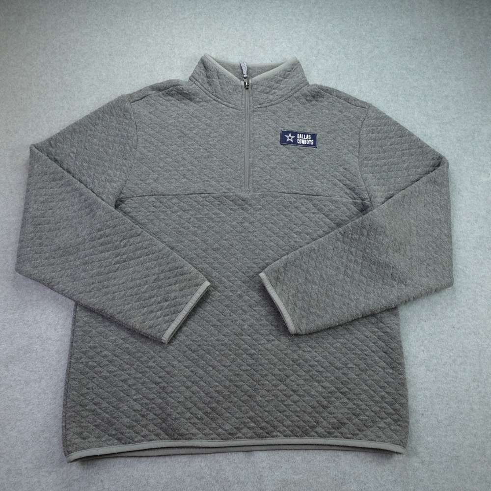 Dallas Cowboys Pullover Mens Large Gray‎ Quilted 1/4 Zip Sweatshirt NFL Football